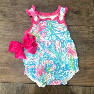 Light Blue Watercolor Baby Girl Summer Bubble NWT